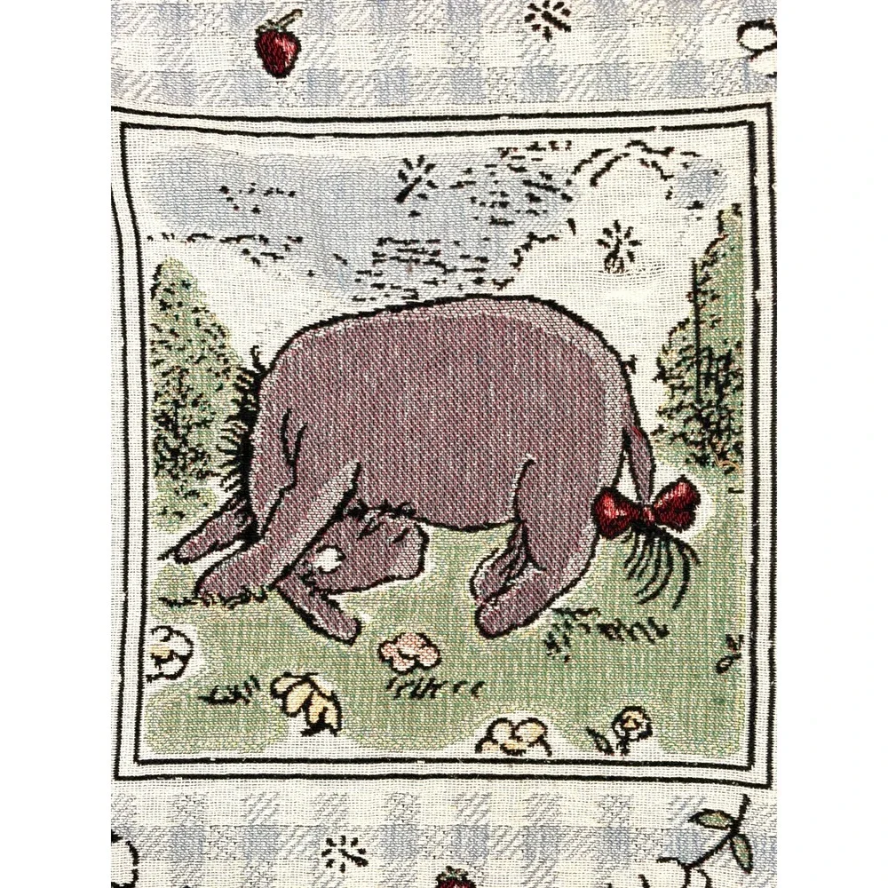 Disney Classic Pooh Woven Throw Blanket 43x65 Cotton Fringe Made USA Piglet